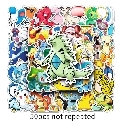 Pokemon 50 Piece Cartoon Graffiti Sticker Set Creative Diy Waterproof Vinyl Decals For Luggage Phone Case Laptop Skateboard