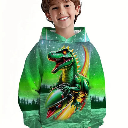 Boys' Hoodies Dinosaur 3D Print Autumn Long Sleeve Tops Pullover Baby Boy Clothes Sweatshirt Outdoor Casual Children's Clothing
