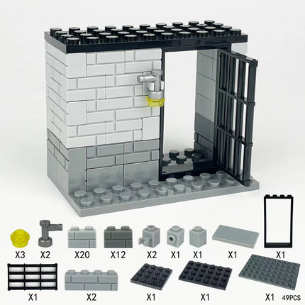 Classic Jail Building Model - Police vs Thief Brick Set for Collection and Display