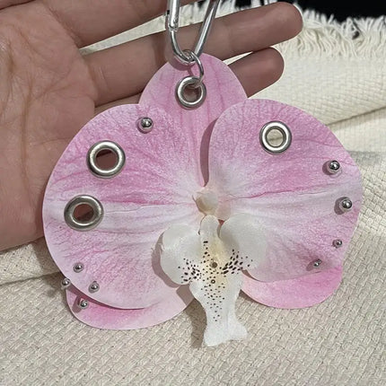 Exquisite Phalaenopsis Orchid Lily Keychain Creative Simulation Flower Bag Pendant Fashion Backpack Decoration Accessories Gifts