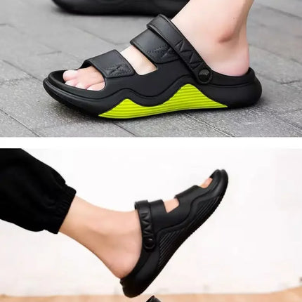 Men's Summer Outdoor Sandals Anti-Slip Beach Thick Bottom Color Block Soft Comfortable Sports Slippers PVC Material Leisure Styl