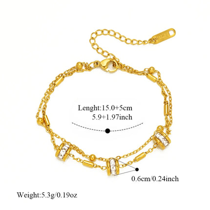 EILIECK 316L Stainless Steel Classical Synthetic Zircon Beaded Bracelet For Women 18K Gold PVD Plated Fashion Jewelry Hand Chain