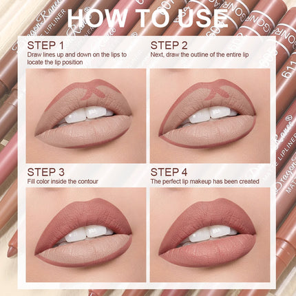 Lip Liner to Outline the Lip Shape, Novice-Friendly, Natural and Delicate, Pouty Lip Pencil, Waterproof, Matte, Nude Color Lip Liner