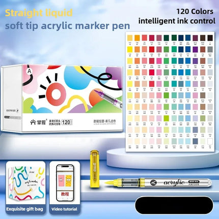 GRASP 120/1 Colors Acrylic Marker Pens Waterproof Pen Soft Brush Nib Student Art for Glass Stone Art School Supplies Stationery