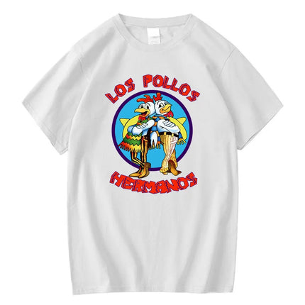 Summer Men's Short-Sleeved High-Quality 100% Cotton Breaking Bad LOS POLLOS Chicken Brothers Printed Casual Men's T-Shirt Male