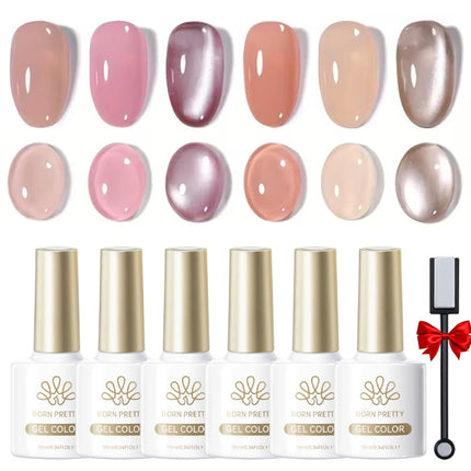 BORN PRETTY Cat Magnetic Moonlight Gel Nail Polish Set 10ml Sparking White Silver Water-light Soak Off UV Gel Nail Art Manicure