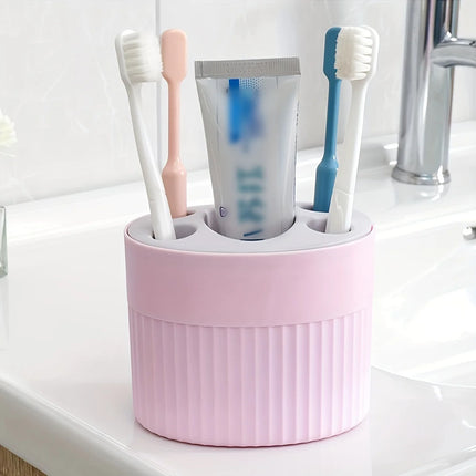 4 Slot Toothbrush Holder Plastic Bathroom Organizer Freestanding Toothpaste Storage Stand with Drain Hole for Home Gift Festival