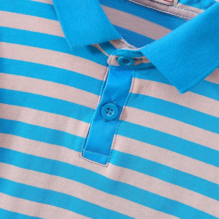 4-Piece Set Boys & Girls Striped Short Sleeve T-Shirt Tops Children's Fashion Stylish Collar Student Outfit