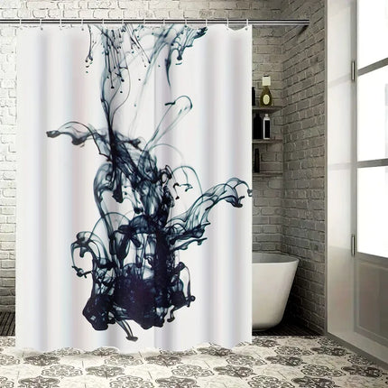 Black Ink Blush Shower Curtain Luxury White Bathtub Decor for Modern Bathroom