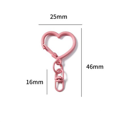 Colorful Heart Shaped Alloy Lobster Clasps with Swivel Hook, Openable Key Rings for Keychains, Backpack Charms & DIY Jewelry