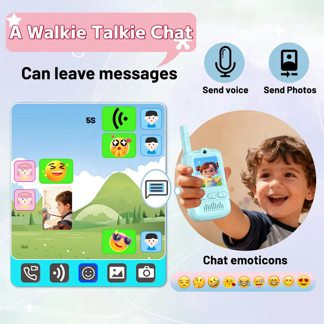 2PK New Generation Kids Video Walkie Talkie with Fun Features Long Endurance Outdoor Communication Children's Toy Gifts for Kids