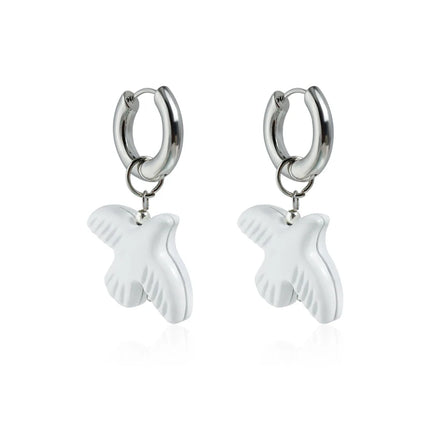 Peace Dove Drop Earrings Necklace Bracelet for Women Exquisite Bird Irregular Crystal Beaded Pendant Necklace Versatile Jewelry