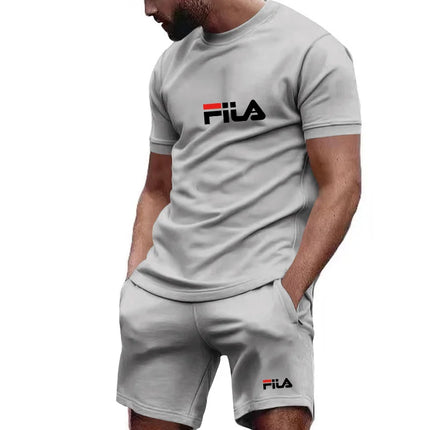 Men's Summer Casual Sports Two-Piece Set - Short-Sleeve Breathable Quick-Dry T-Shirt And Shorts for Outdoor Running Fitness