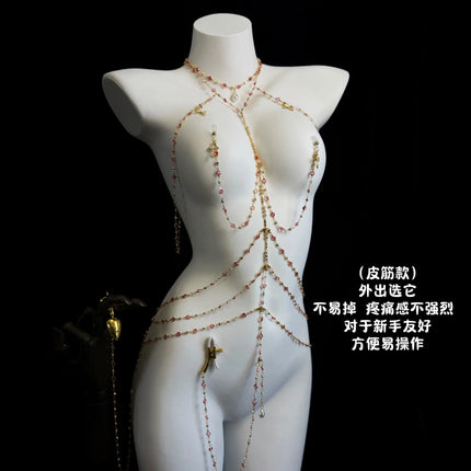 Sexy Sultry Body Chains Rhinestone Collars Nipple Clitoral Clamps Anal Plugs Feminine Erotic Accessories BDSM Training Sex Toys