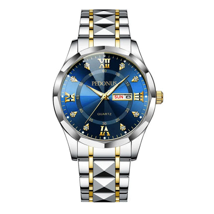 Top Brand Watch Men's Trendy Business High Quality Steel Strap Chinese English Dual Calendar Male Fashion Quartz Wristwatches