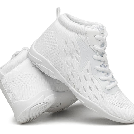 BAXINIER Girls White High Top Cheerleading Shoes Lightweight Youth Cheer Competition Sneakers kids Training Dance Tennis Shoes