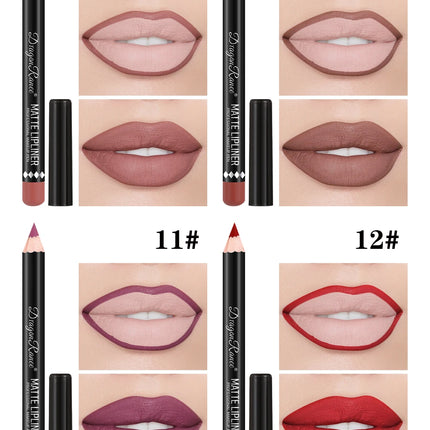 12-Piece Lip Liner Set Velvet Matte Non-Stick Cup Lipstick Waterproof and Sweat-Proof Whitening Autumn and Winter Lip Liner Set