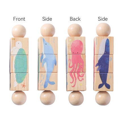 Baby Wooden Rattle Montessori Toy Hand-on Develop Ability Toy Newborn Soothing Toy 0 12 Months Rotating Puzzle Educational Toy