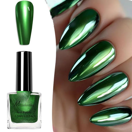 12 Colors Mirror Effect Nail Polish - Metal Chrome No UV Lamp Needed, Quick Dry Long Lasting Nail Lacquer, Professional Salon