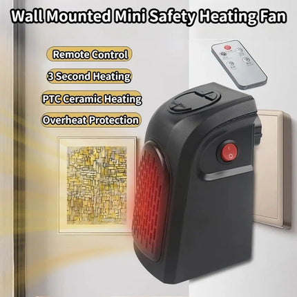 Portable Electric Space Heater Wall Plug In Mini Room Radiator Fan Warmer Heating Appliance for Home