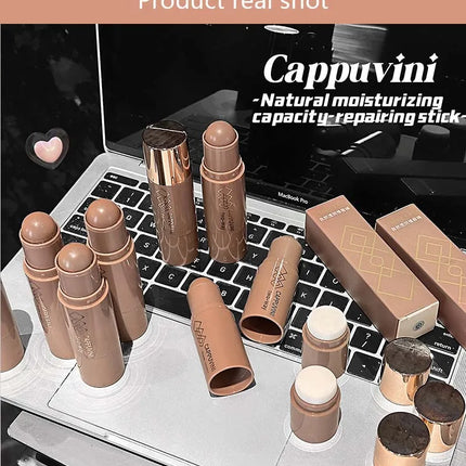 Cappuvini Natural 3D Contouring Stick with Smudge Brush Moisturizing Silky Matte Brown for Nose Shadow Makeup Contour