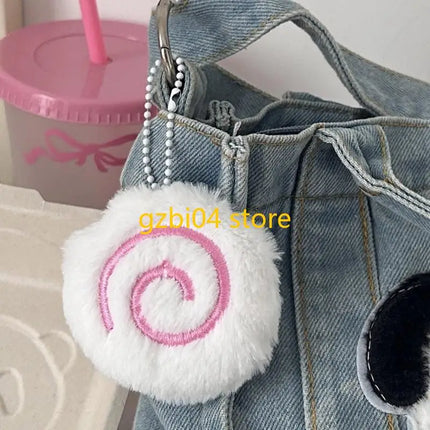 13MD Plush Fish Cake Charm Keychain Decorative Bag Accessory Car Hanging Decoration