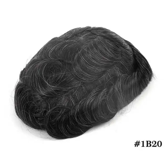 Vloop Thin Skin Toupee With Front Lace PU 0.03-0.04mm Human Hair Wigs for Men Indian Remy Hairpiece Natural Hair System Toupee