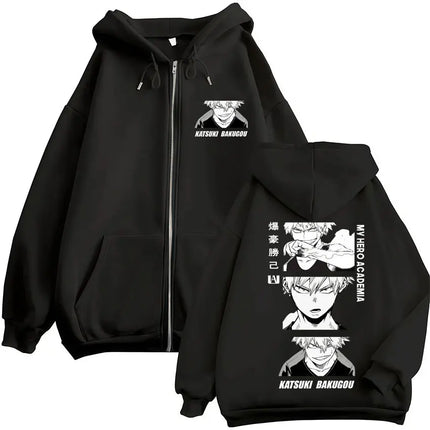 Japan Anime My Hero Academia Zip Up Hoodies Harajuku Fashion Manga Vintage Sweatshirt Men Women Fleece Oversized Tracksuit Coats