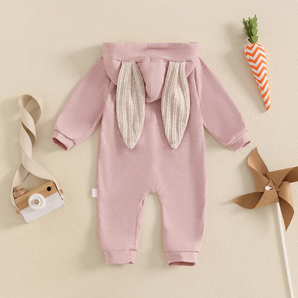 Newborn Baby Romper Jumpsuit, Autumn/Spring Casual Cute Rabbit Ears Long Sleeves Bodysuit 0-24M