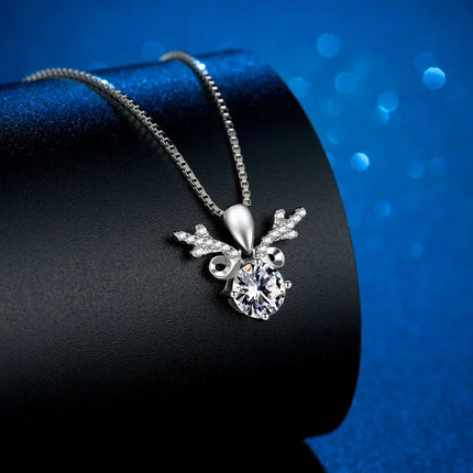 Antler Necklace Pendant Women's 2CT Moissanite PT950 Platinum - Shiny platinum, long-lasting shine, value-preserving jewelry