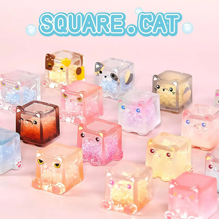 Glow in The Dark Figure, Square Cat Series Blind Bag (5pcs in one Bag) Mini Figures for Cat Lovers Birthday Gift
