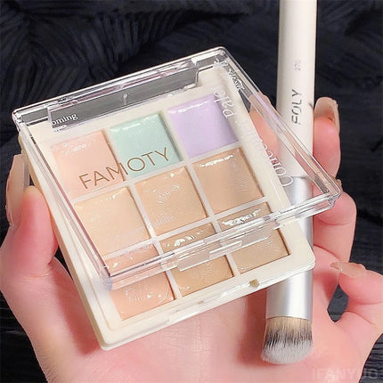 9Color Concealer Palette Full Coverage Concealer Cream Waterproof Covers Acne Mark Dark Circles Brighten Face Base Korean Makeup