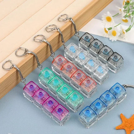 #LED Keyboard Keychain Fidget Toys Crystal Clicker Sensory Toy for Stress Relief Keyboard Keychain Fidget Gadget for Adults Kids