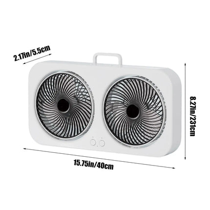 Double Head Portable Fan Two Way Wall Mountable Desktop High Wind Power Fan for Home Office Camping Bedroom Use