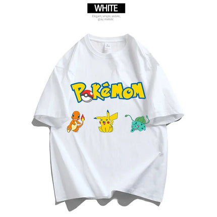 T-shirts for Men Women Anime Cartoon Pokemoned Fashion Couple Short Sleeved Shirt Male Female Summer Cotton Top Adults Clothes