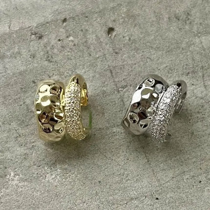 New Trending Zircon Double-layer Ear Cuff No Piercing Earring Punk Unique Metal Geometric Ear Clip for Women Y2K Jewelry 2024