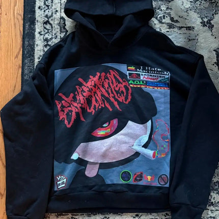 Harajuku Drolandmiller Green Kiss Hoodies Women Gothic Punk Streetwear Grunge Sweatshirt Oversized Hip Hop Hoodie Y2k Clothes