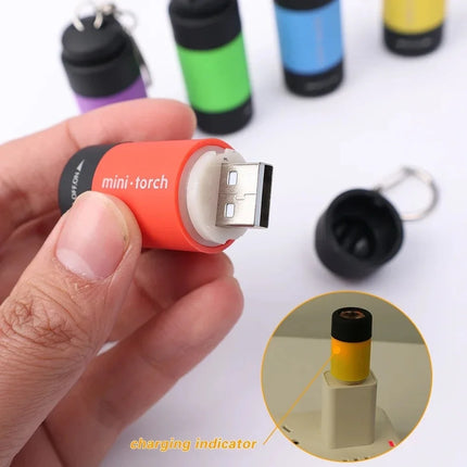 LED Multifunctional USB Rechargeable Strong Light Pocket Keychain Flashlight Waterproof Outdoor Hiking Camping Mini Flashlight