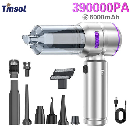 TINSOL 390000Pa Portable Wireless Vacuum Cleaner  Powerful Suction Handheld Vacuum Cleaner  Suitable for Home & Car Use Cleaner