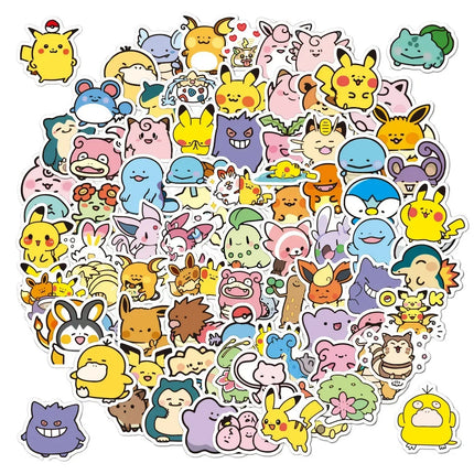 100PCS Cute Anime Pokemon Cartoon Stickers for Laptop Motorcycle Stationery DIY Kids Toys Graffiti Sticker Decoration
