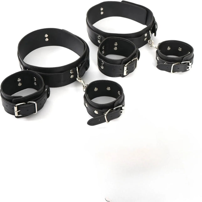 BDSM Bondage Wrist Thigh Cuffs and Ankle Sex Restraints Set Adjustable Leg Straps Handcuffs Couple Beginner SM Game Play