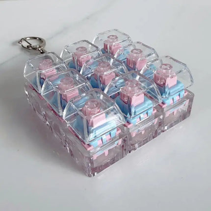Fingertip Keyboard Clicker Toys 1/2/3/4/9 Key Crystal Keychain Stress Relief Anti-Anxiety Decompression Gadget