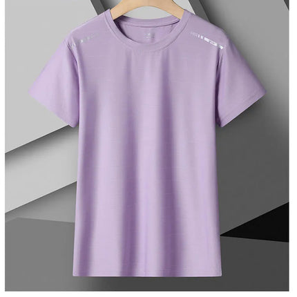 Women Reflective Running T-Shirt - High Elastic Breathable Quick-Dry Ice Silk Sport Top for Summer, Cool Short Sleeve Active Tee