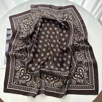 Luxury Square Scarf For Women Ladies Paceley Hijab 70*70cm Elegant Neckerchief Bandanas Soft Stain Faux Silk Scarves Shawl Warps