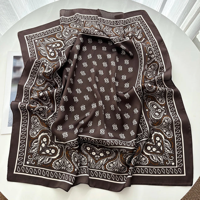 Luxury Square Scarf For Women Ladies Paceley Hijab 70*70cm Elegant Neckerchief Bandanas Soft Stain Faux Silk Scarves Shawl Warps