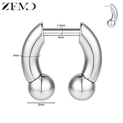 ZEMO 1 Piece 16G Horn Nose Ring Stainless Steel Threadless Septum Ring Spike Ox Horn Ear Helix Nostril Piercing Jewelry 8MM/10MM