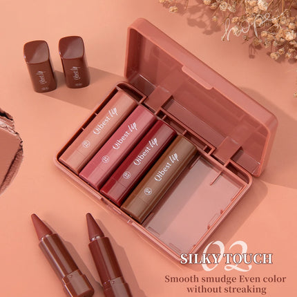 QIBEST Tapered Gradient Lip Liner Makeup Sets Matte Nude Brown Red Lipstick Waterproof Contouring Lipliner Lasting Makeup Kits