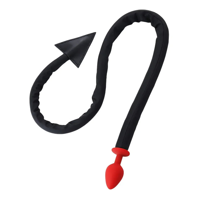 Metal Anal Plug PU Leather Whip Anal Sex Devil Tail Cosplay Butt Plug Adult Games Anal Sex Toys for Couples Men and Women