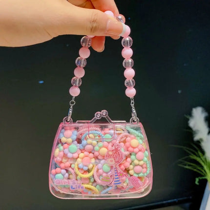 Fashion Cute Cartoon Hair Ropes Sweet High Elastic Rubber Bands Headwear with Handheld Box Bow Hair Ties for Kids