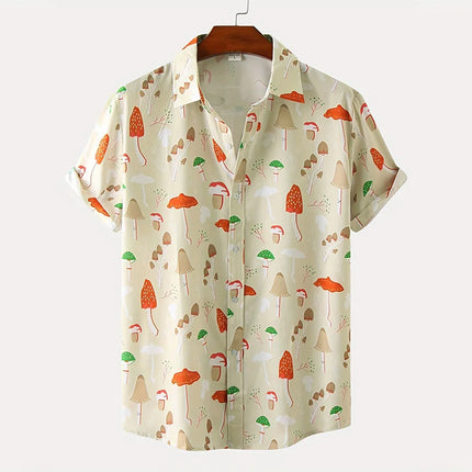 New 3D Dinosaur Printing Shirts for Men Plants Mushroom Graphic Shirts for Women Children Fashion Hawaiian Shorts & Blouses Tops